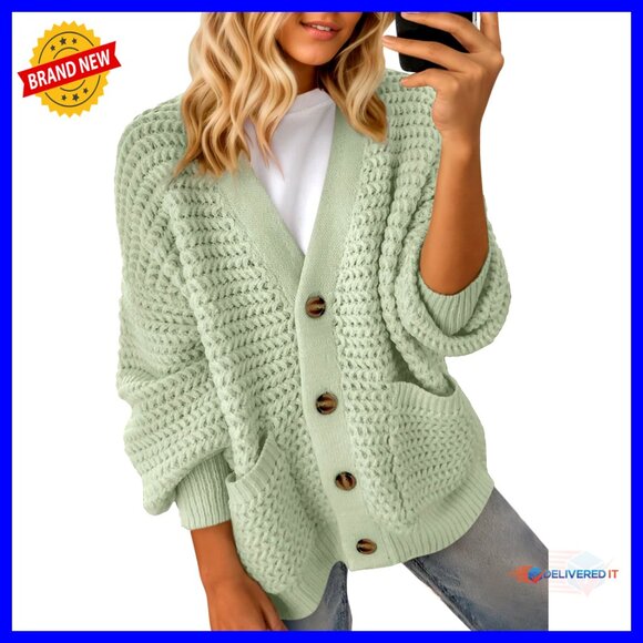 Oversized Chunky Knit Cardigan Open Front Long Sleeve Casual Chic Outerwear